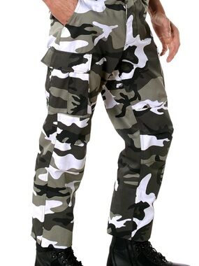 Rocco BDU Men's Camouflage Cargo Pants -White Camo Large Regular